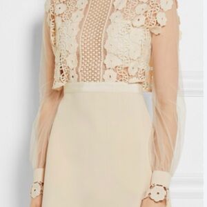 Self-Portrait Cream Lace Crochet Dress